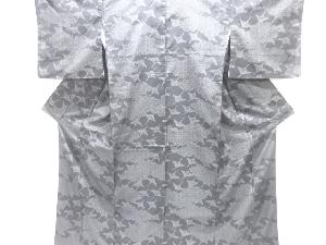 青海波に群鶴模様織り出し手織り紬着物